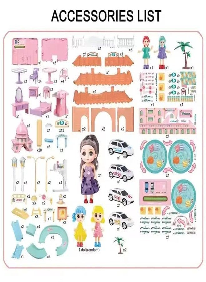 Avarin Dream Castle Racing Track House for 3-10+ Year Old Girl, Doll Building Mini House Little Girls Funny House Child Pretend Play with Toys Furniture Indoor Accessories and Doll for Girls - Image 4